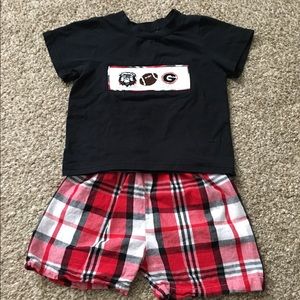 Smocked UGA short set